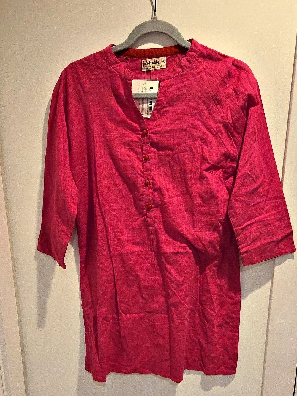 FabIndia Cotton Short Kurta Tunic Cotton Tunic in Pink Size Small